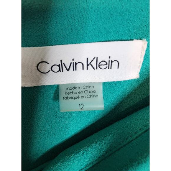 Calvin Klein Asymmetrical Drape Front Sheath Dress, Aqua/Teal, NWT, Size 12 - Picture 4 of 7